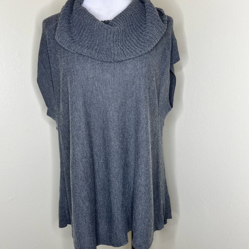 Athleta Kennewick Sweater Medium Gray Cowl Neck Merino Wool Relaxed Fit Knit